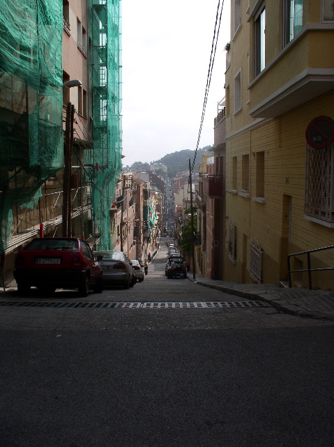 looking down a cross street...